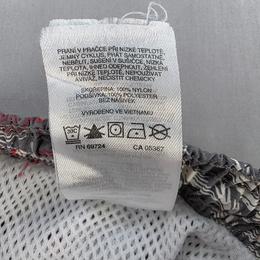 Columbia PFG Palm Print Swim Trunks Elastic Waist Tropical Shorts Large 8 Inseam